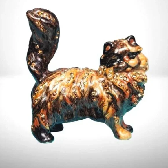 Jay Strongwater Persian Cat Maggie Mini Figurine With Swarovski Crystals - Picture 2 of 9